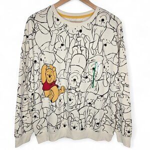 NWT Disney Winnie The Pooh Oversized Allover Print Sweater Women's Super Soft M